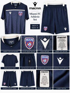 Macron Men's Miami FC Soccer Jersey Shirt and Shorts Kit Set M